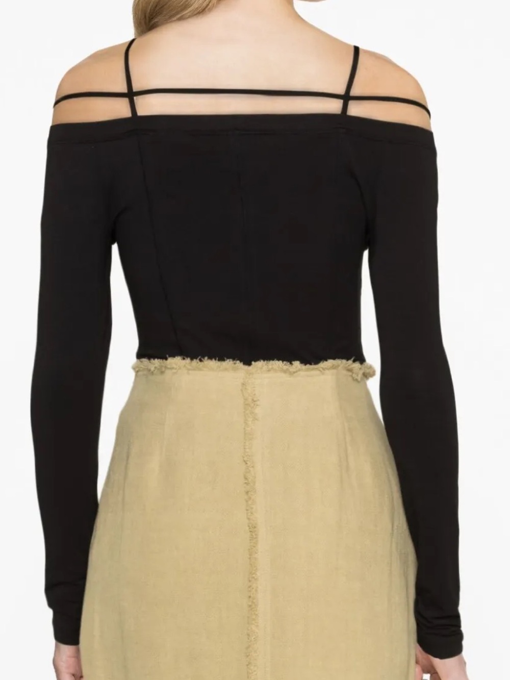 Jacquemus Black Off-Shoulder Long Sleeve Top